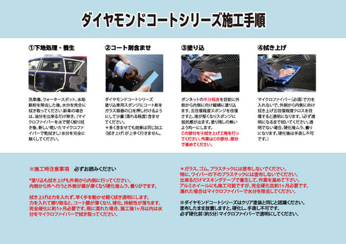 【自動車コーティング剤・5年間効果持続・ガラスコーティング】ダイヤモンドコート 基本セット ガラス系コーティング 超撥水 保護 全車種全色対応 車 バイク 洗車 ワックス 簡単 メンテナンス
