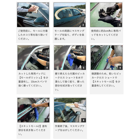 モールポリッシュ (50g)セット 自動車メッキモール用洗浄剤 メッキクリーナー アルミ アルマイト 研磨剤 モールクリン・モールシャイン・モールサビ取り