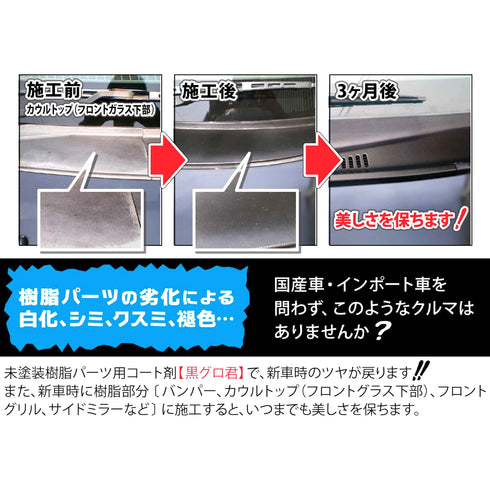 黒グロ君 200ml 未塗装樹脂パーツコーティング剤 樹脂パーツ復活 プラスチック部品コーティング剤 光沢回復 プラスチック